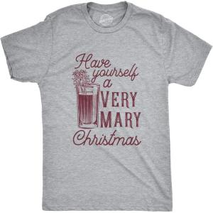 Mens Have Yourself A Very Mary Christmas T Shirt Funny Xmas Bloody Mary Drinking Tee for Guys(Light Heather Grey – Mary)