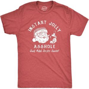 Mens Instant Jolly Asshole Just Add Jingle Juice T Shirt Funny Xmas Drinking Santa Tee for Guys(Heather Red – Jolly)