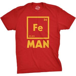Mens Iron Science Man T Shirt Cool Novelty Funny Nerdy Graphic Print Tee Guys(Red)