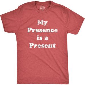 Mens My Presence is A Present T Shirt Funny Xmas Gift Ego Tee for Guys(Heather Red – Presence)