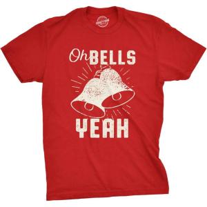 Mens Oh Bells Yeah Funny Christmas T Shirt Festive Offensive Xmas Tee(Red)