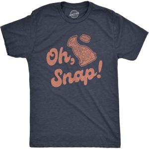 Mens Oh Snap T Shirt Funny Chocolate Easter Bunny Basket Egg Hunt Gift for Him(Heather Navy)