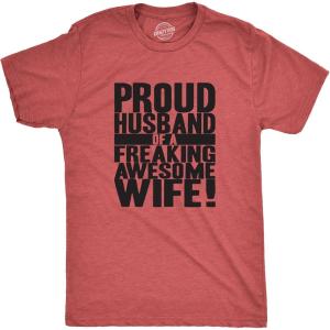 Mens Proud Husband of a Freaking Awesome Wife Funny Married T Shirt(Red)