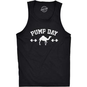 Mens Pump Day Funny Camel Hump Day Workout Sleeveless Fitness Tank Top(Black)