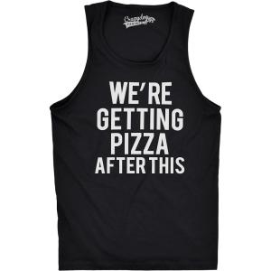 Mens were Getting Pizza After This Funny Workout Sleeveless Gym Fitness Tank Top(Black)