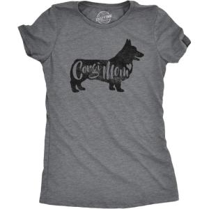 Womens Dog Mom and Cat Mom Funny T Shirts Cute Pet Tees for Women with Cats or Dogs(Dark Heather Grey – Corgi Mom)