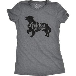 Womens Dog Mom and Cat Mom Funny T Shirts Cute Pet Tees for Women with Cats or Dogs(Dark Heather Grey – Golden Mom)