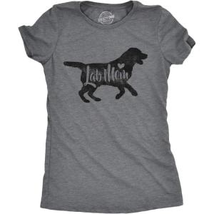 Womens Dog Mom and Cat Mom Funny T Shirts Cute Pet Tees for Women with Cats or Dogs(Dark Heather Grey – Lab Mom)