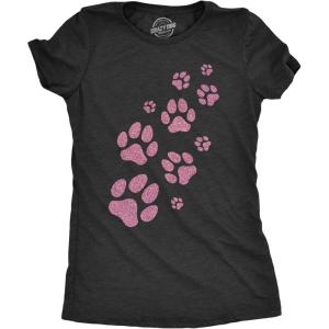 Womens Dog Mom and Cat Mom Funny T Shirts Cute Pet Tees for Women with Cats or Dogs(Heather Black – Glitter Dog Paw)