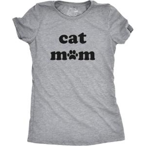 Womens Dog Mom and Cat Mom Funny T Shirts Cute Pet Tees for Women with Cats or Dogs(Light Heather Grey – Cat Mom)