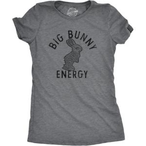 Womens Easter Bunny T Shirts Funny Easter Shirts for Women Cute Bunny Tees(Dark Heather Grey – Big Bunny Energy)