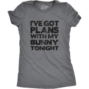 Womens Easter Bunny T Shirts Funny Easter Shirts for Women Cute Bunny Tees(Dark Heather Grey – Bunny Plans)