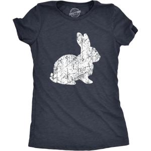 Womens Easter Bunny T Shirts Funny Easter Shirts for Women Cute Bunny Tees(Heather Navy – Big Bunny)