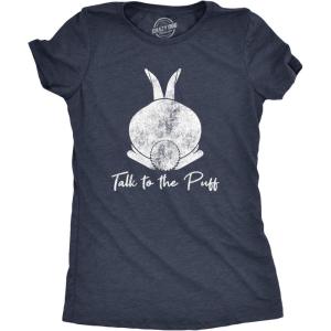 Womens Easter Bunny T Shirts Funny Easter Shirts for Women Cute Bunny Tees(Heather Navy – Talk Puff)