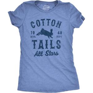 Womens Easter Bunny T Shirts Funny Easter Shirts for Women Cute Bunny Tees(Light Heather Blue – Cotton Tails)