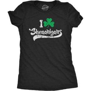Womens I Clover Shenanigans T Shirt Funny Irish Clover St Saint Patricks Day Tee(Two Color Print)