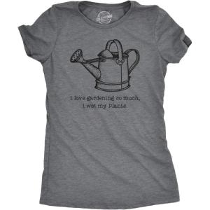 Womens I Love Gardening So Much I Wet My Plants T Shirt Cute Summer Tee(Dark Heather Grey)