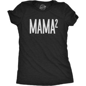 Womens Mama Squared Cubed T Shirts Funny Mom of Two Three or Four Tees for Mothers Day(Heather Black – Mama Squared)