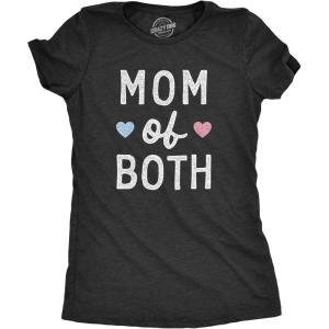 Womens Mama Squared Cubed T Shirts Funny Mom of Two Three or Four Tees for Mothers Day(Heather Black – Mom of Both)