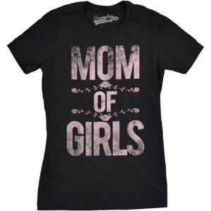 Womens Mama Squared Cubed T Shirts Funny Mom of Two Three or Four Tees for Mothers Day(Heather Black – Mom of Girls)