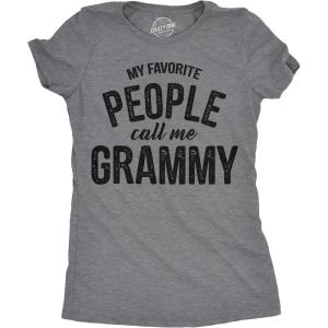 Womens My Favorite People Call Me Grandma, Mom, Mommy, and More T Shirts Funny Mothers Day Tees for Moms(Dark Heather Grey – Grammy)