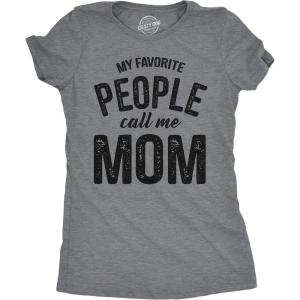 Womens My Favorite People Call Me Grandma, Mom, Mommy, and More T Shirts Funny Mothers Day Tees for Moms(Dark Heather Grey – Mom)