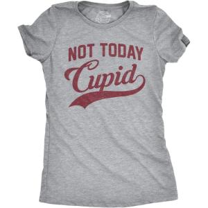 Womens Not Today Cupid T Shirt Funny Valentines Day Tee(Dark Heather Grey)