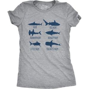 Womens Shark Nope T Shirt Funny Fear of Sharks Breeds Graphic Novelty Tee for Ladies(Light Heather Grey)