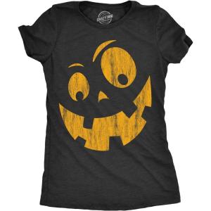 Womens Spooky and Funny Pumpkin Face Tees Halloween Jack O Lantern Tees for Womens(Heather Black – Sillyjack)