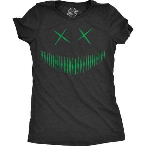 Womens Spooky and Funny Pumpkin Face Tees Halloween Jack O Lantern Tees for Womens(Heather Black – Zach)