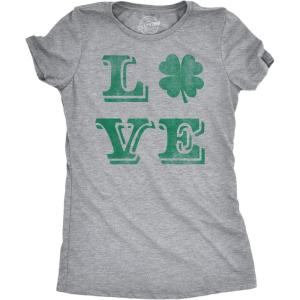 Womens St Patricks Day Shirt – Lucky Love Clover Shamrock Tee, Cute Irish Outfit(Light Heather Grey)
