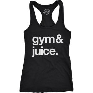 Womens Tank Gym and Juice Tanktop Funny Sarcastic Fitness Workout Alcohol Rap Lyric Shirt(Black)