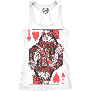 Womens Tank Queen of Hearts Tanktop Funny Vintage Graphic Cute T Shirt Ladies(White)