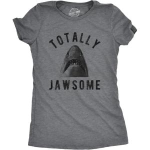 Womens Totally Jawsome T Shirt Funny Hilarious Shark Bite Graphic Novelty Tee(Dark Heather Grey)