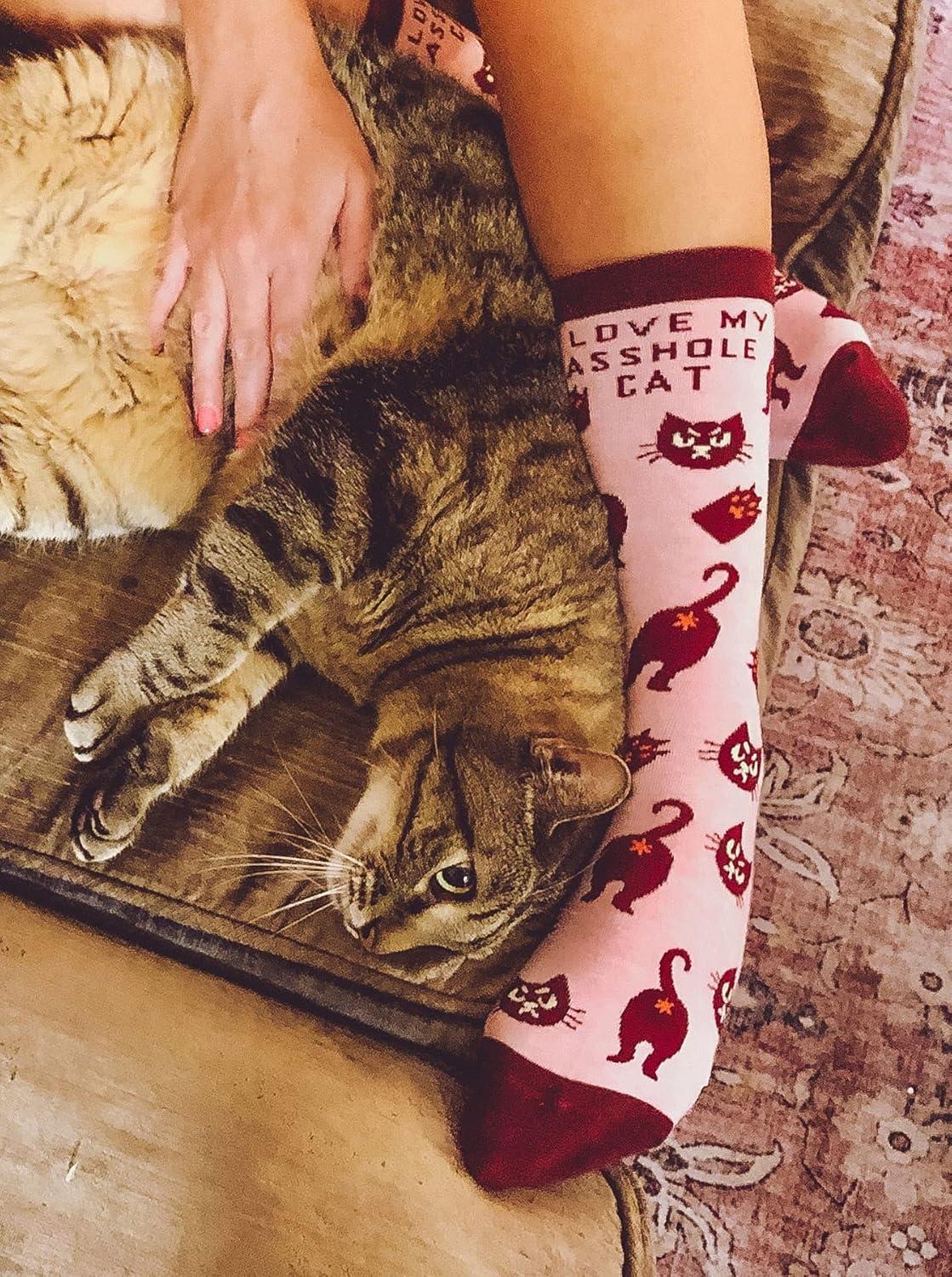 imageCrazy Dog TShirts Cute Cat Socks for Women Fun Socks with Kitties and Sarcastic HumorAhole Cat