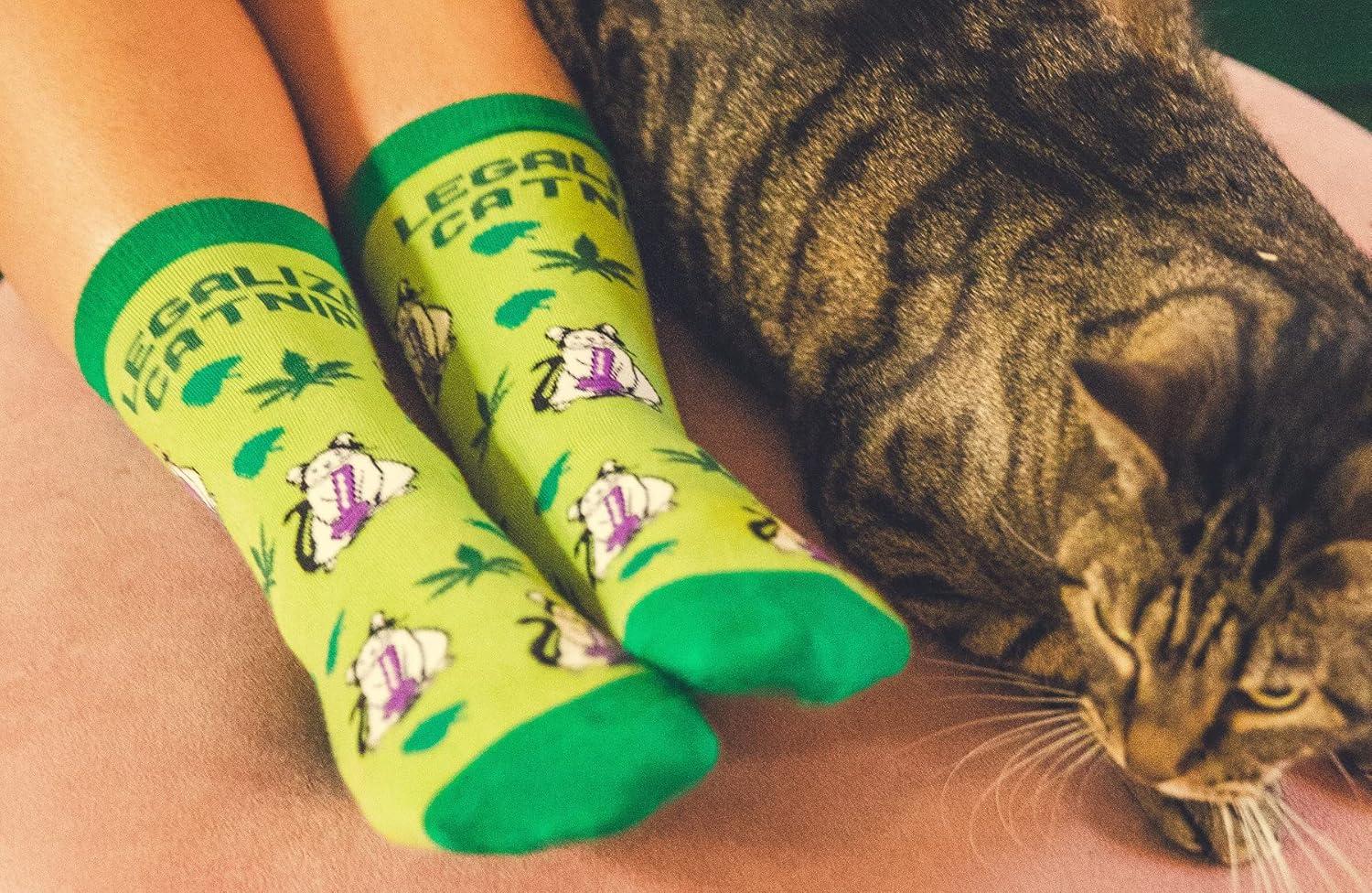 imageCrazy Dog TShirts Cute Cat Socks for Women Fun Socks with Kitties and Sarcastic HumorLegalize Catnip