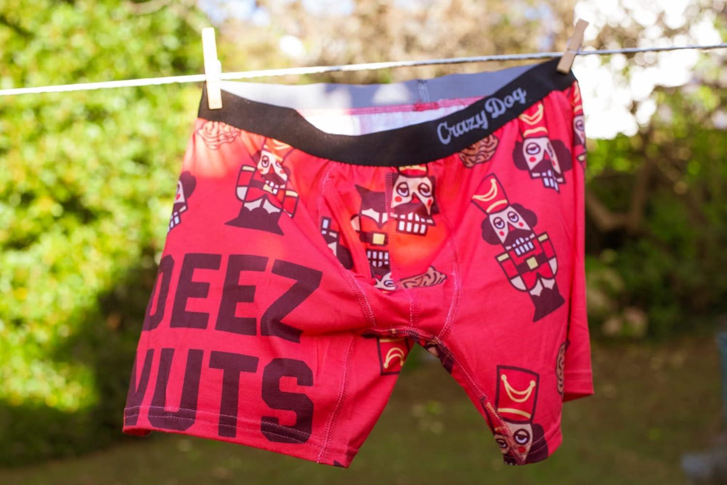 imageCrazy Dog TShirts Deez Nuts Mens Boxers Funny Christmas Nutcracker Hilarious Graphic UnderwearRed