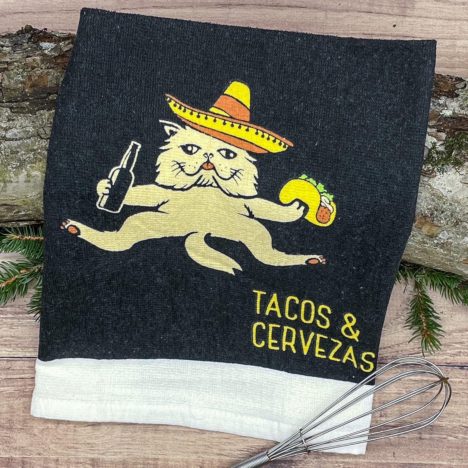 imageCrazy Dog TShirts Fitness Taco Funny Eating Mexican Food Exercise Tea TowelTacos and Cervezas