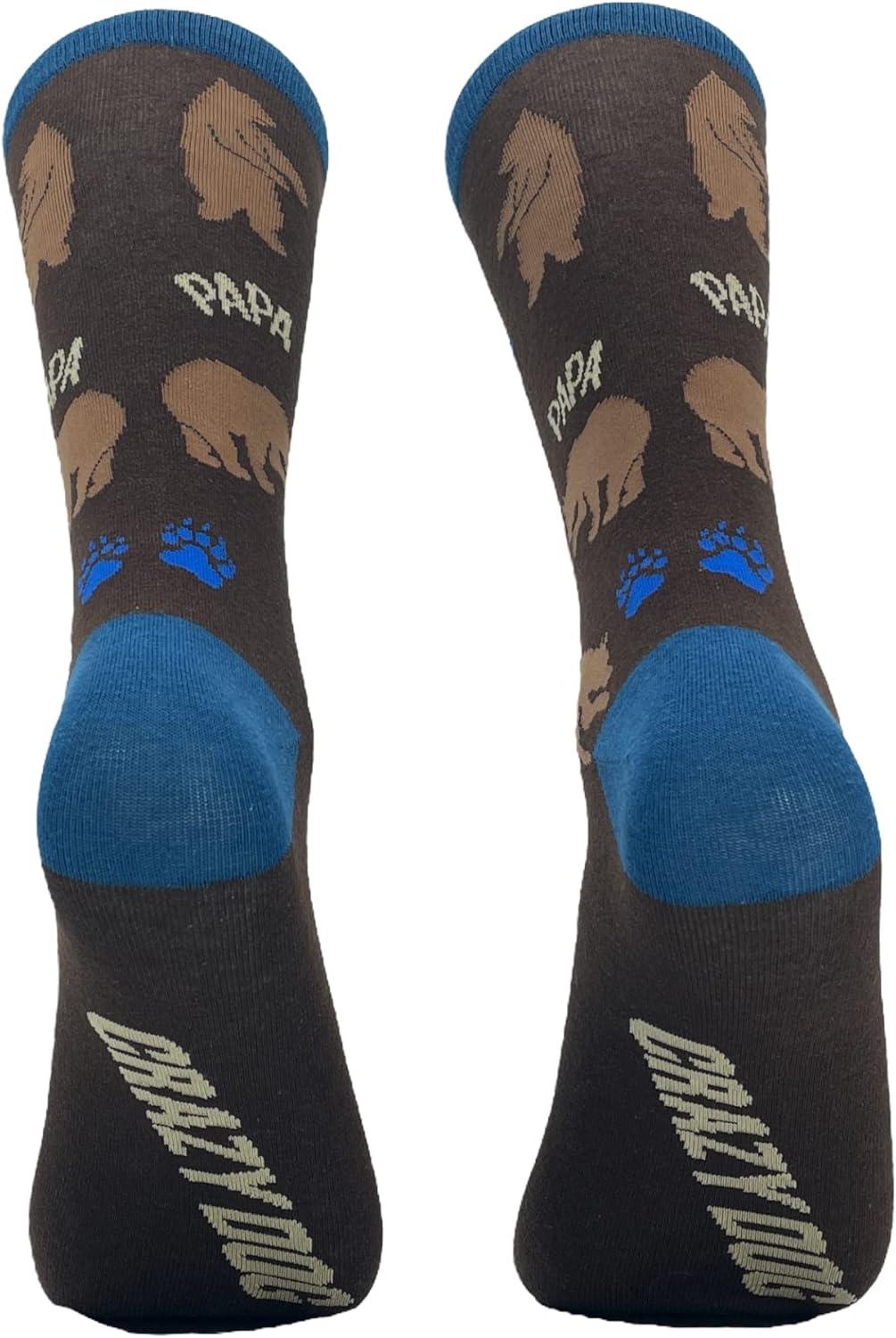 imageCrazy Dog TShirts Funny Papa Bear Crew Socks for Men Cozy Cotton Animal Print Gift for Dad Fathers Day Birthday Christmas