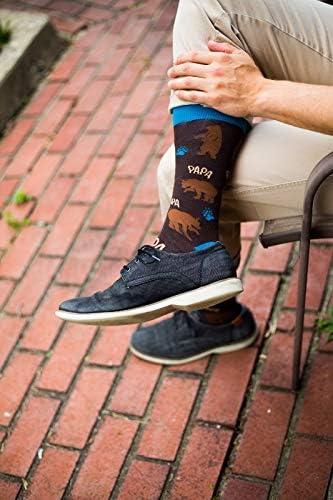 imageCrazy Dog TShirts Funny Papa Bear Crew Socks for Men Cozy Cotton Animal Print Gift for Dad Fathers Day Birthday Christmas