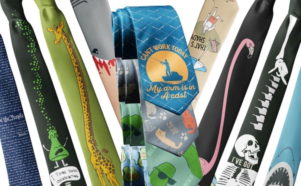 imageCrazy Dog TShirts Funny Ties for Dad Hilarious Graphic Neckties for Fathers Day Cool Dad TiesBattery Low