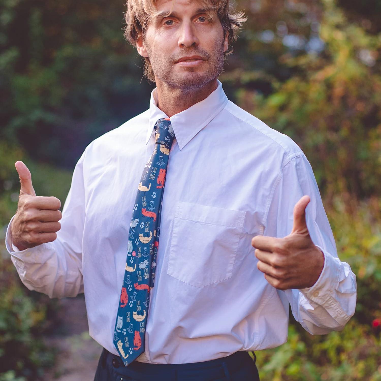 imageCrazy Dog TShirts Funny Ties for Dad Hilarious Graphic Neckties for Fathers Day Cool Dad TiesCat Dad