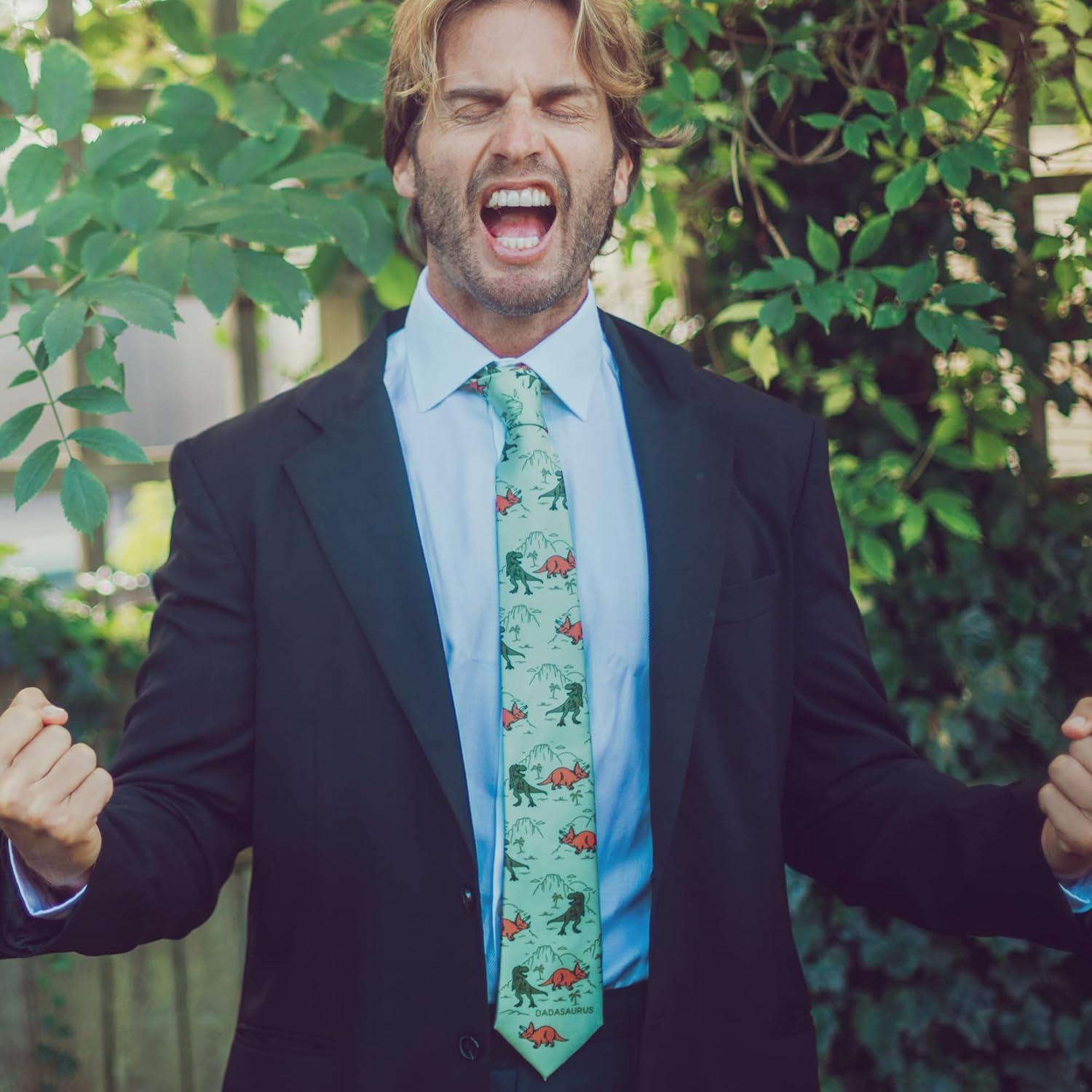 imageCrazy Dog TShirts Funny Ties for Dad Hilarious Graphic Neckties for Fathers Day Cool Dad TiesDadasaurus