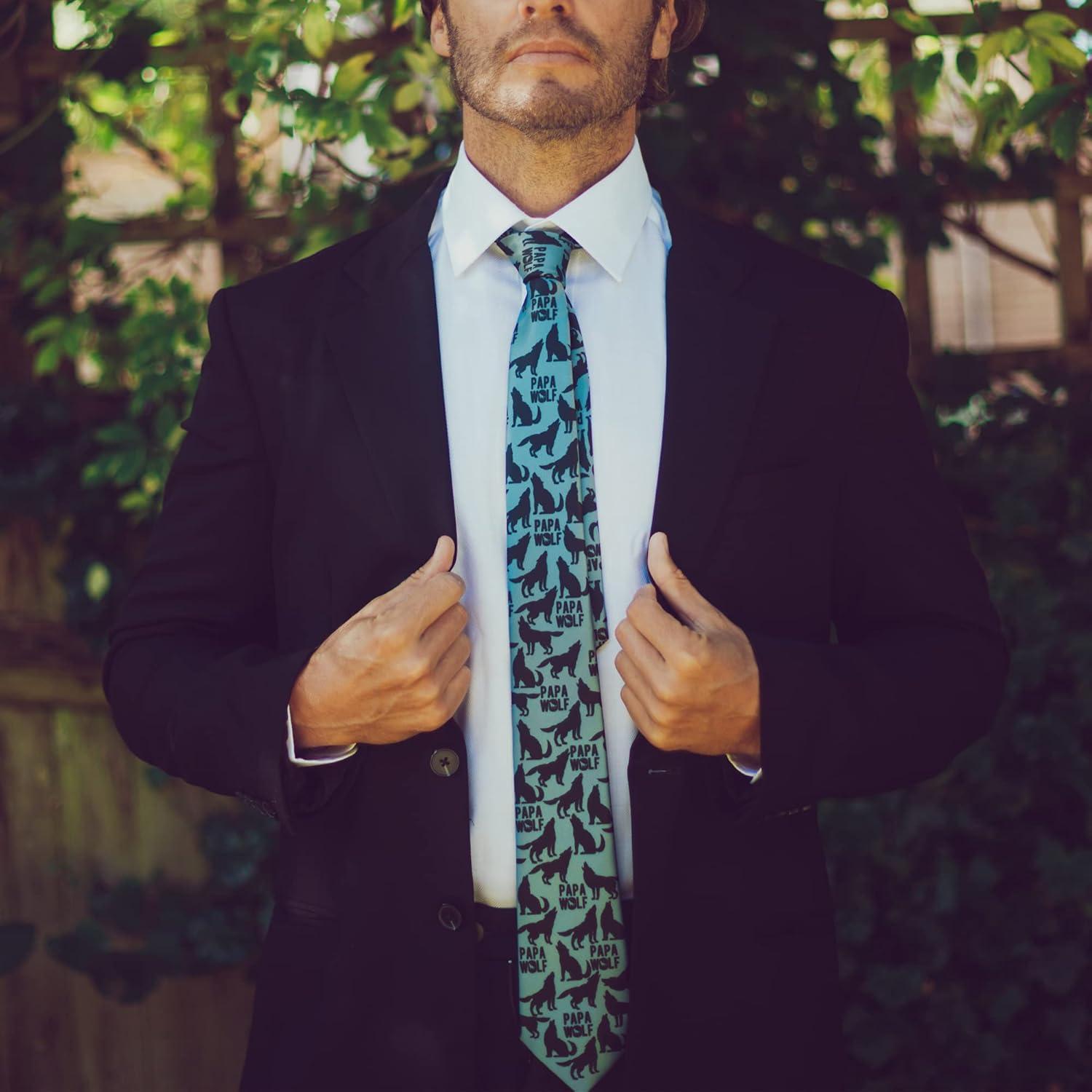 imageCrazy Dog TShirts Funny Ties for Dad Hilarious Graphic Neckties for Fathers Day Cool Dad TiesPapa Wolf