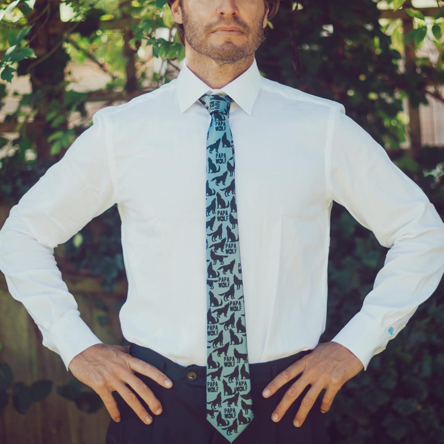 imageCrazy Dog TShirts Funny Ties for Dad Hilarious Graphic Neckties for Fathers Day Cool Dad TiesPapa Wolf