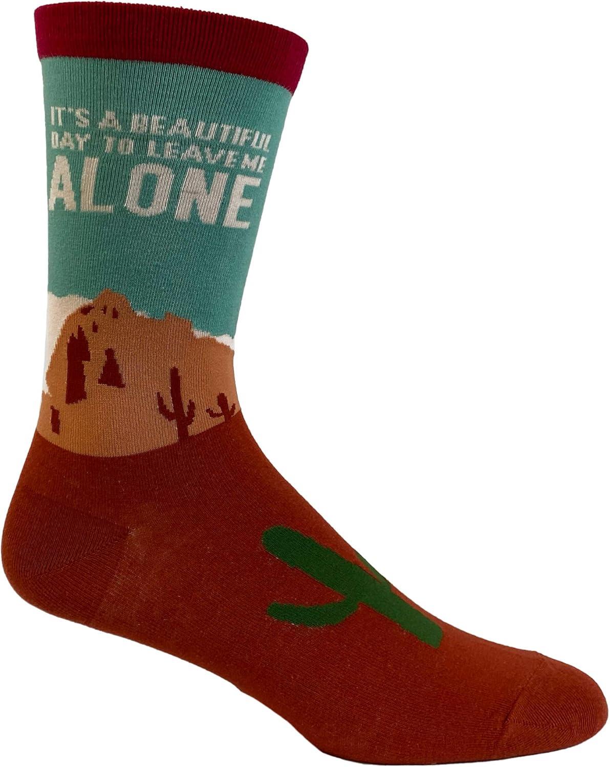 imageCrazy Dog TShirts Mens Its A Beautiful Day to Leave Me Alone Socks Funny Desert Camping Graphic Footwear