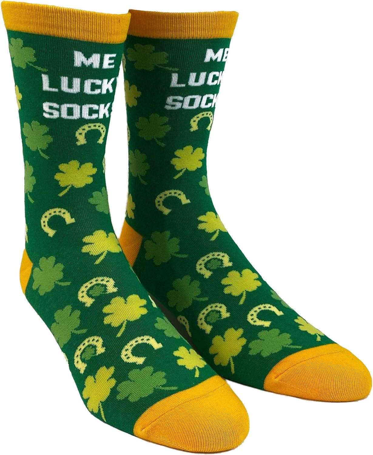imageCrazy Dog TShirts Mens Me Lucky Socks Socks Funny Shamrock St Patricks Day Parade Irish Graphic Novelty Footwear