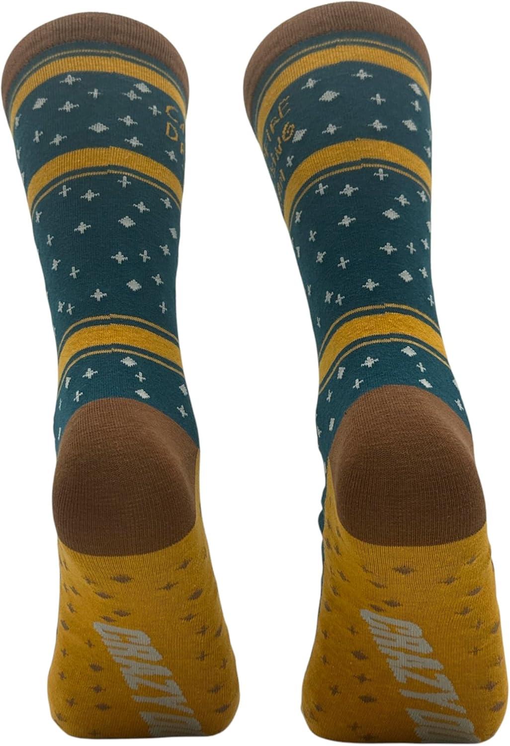 imageCrazy Dog TShirts Mens Sarcastic Socks Funny Crew Footwear for AdultsCampfire Drinking