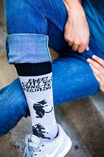 imageCrazy Dog TShirts Mens Sarcastic Socks Funny Crew Footwear for AdultsKitty Kung Fu