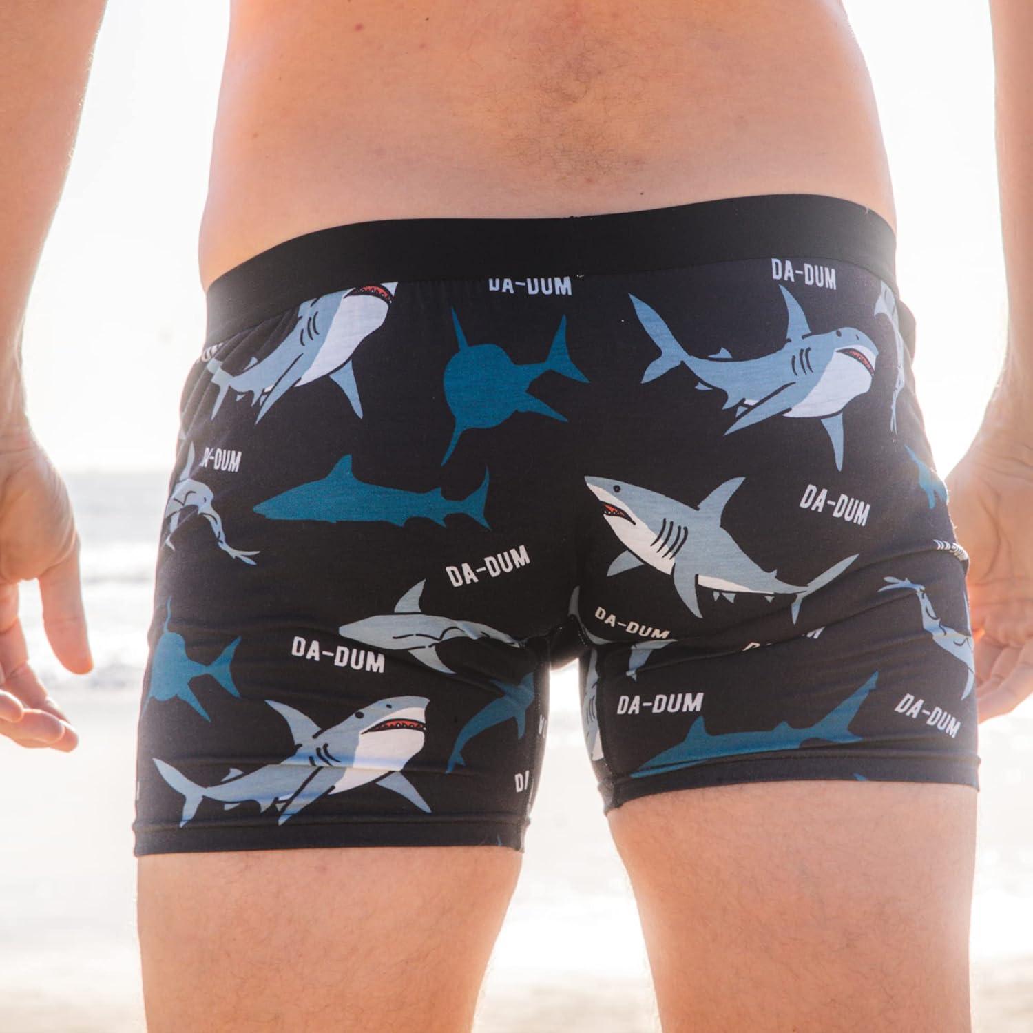 imageCrazy Dog TShirts Mens Sharks Da Dum Boxer Briefs Funny Shark Attack Graphic Novelty Underwear for GuysBlack